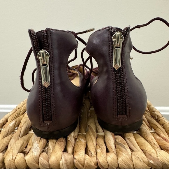 Sam Edelman Rosie Wine Red Lace Up Pointed Toe Flats 10 - Picture 5 of 8